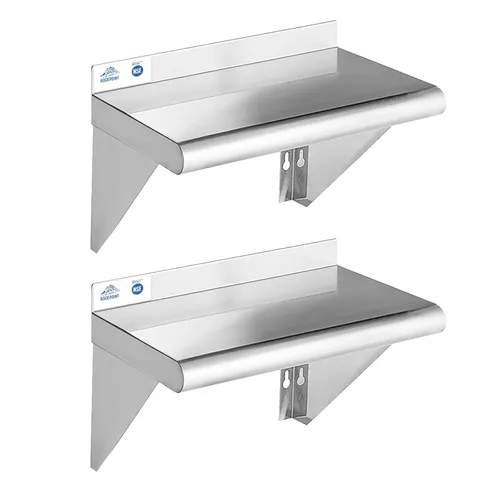 Miniatura 22 de ROCKPOINT Estante de acero inoxidable de 12 x 24 pulgadas, 250 libras, estantes comerciales de metal NSF para montaje en pared, estantería flotante