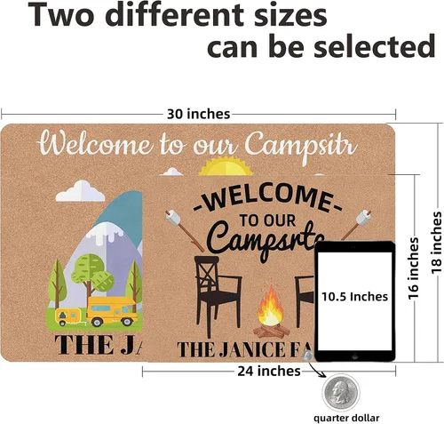 Miniatura 3 de Tapetes de camping con nombre personalizado con alfombras de caravana resistentes para alfombra de casa rodante Insdie de 24 x 16 pulgadas, 30 x 18