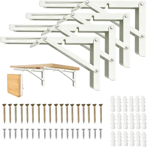 Miniatura 12 de Bisagra de Mesa Plegable de 20 Pulgadas, 2 Piezas Soportes de Estante Plegables para Estante Plegable, Soportes de Mesa Plegable de Montaje en Pared
