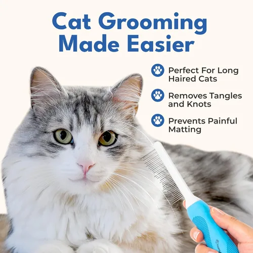 Miniatura 5 de Peine de aseo para cabello largo y rizado en perros y gatos - Cepillo desenredante superior para mascotas - Elimina y evita el pelo enmarañado