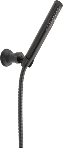 Delta Faucet Trinsic - Ducha de mano de montaje en pared de un solo rociador, ducha de mano con manguera, cabezal de ducha de mano negro, ducha de