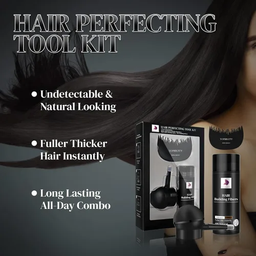 Miniatura 4 de Fibras capilares para adelgazar el cabello, aplicador de fibra 3 en 1, fibras de construcción de cabello de ocultación natural, spray de larga