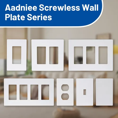 Miniatura 8 de Placas de Pared Decorativas sin Tornillos de 2 Interruptores, Cubiertas de Tomacorrientes Decorativas, Tamaño Estándar 4.68" x 4.74" Placa