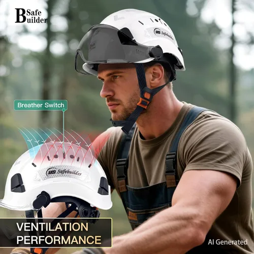 Miniatura 6 de Casco de Seguridad de Construcción con Visera Casco Duro ABS Cascos Duros de Ventilación Ajustable Protección de Cabeza de Trabajo Industrial