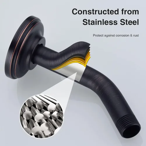 Miniatura 5 de Brazo de ducha angular con brida ORB de 15 cm de acero inoxidable, brazo de extensión montado en la pared para cabezal de ducha superior, bronce Oil