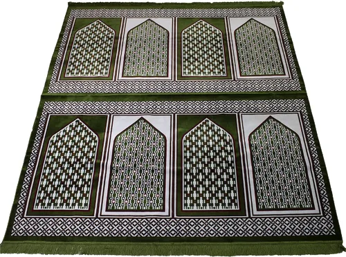 Miniatura 5 de Modefa Alfombra turca de oración islámica – Alfombra grande para rezar en grupo y reunión – Alfombra ancha de terciopelo de felpa – Janamaz Sajada