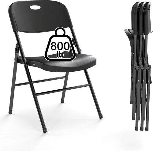 Miniatura 13 de Paquete de 10 Sillas Plegables, Límite de Peso de 800 libras, Silla Plegable de Plástico Resistente, Asiento Portátil para Eventos en Interiores