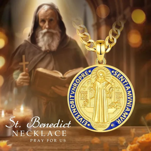 Miniatura 42 de CELESTIA Medallas de plata de ley 925 San Miguel/San Cristóbal/San Benito/San Gabriel/Virgen María/Jesús/Caravaca/Metatrón/Sello de los Siete
