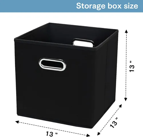 Miniatura 2 de Contenedores de almacenamiento de tela negra, 13 x 13 x 13 pulgadas, cajas de almacenamiento plegables con doble asa, caja organizadora de tela