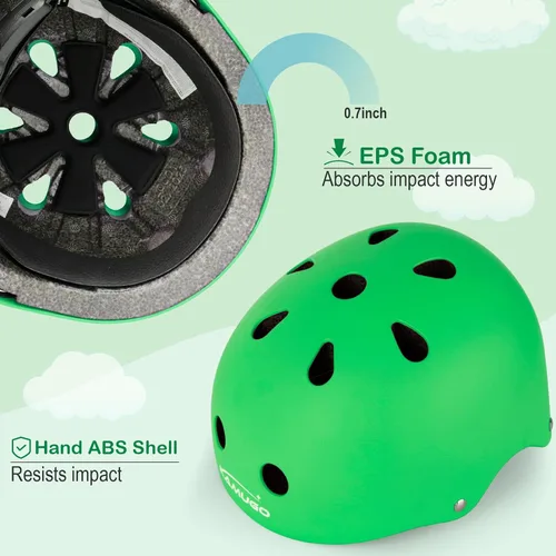 Miniatura 3 de KAMUGO - Casco de bicicleta para niños, casco para niños pequeños de 2 a 8 años, para niños y niñas, con equipo de protección deportiva, rodilleras