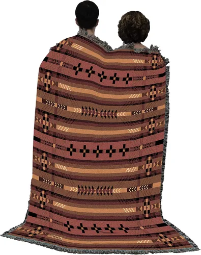 Miniatura 3 de Pure Country Weavers Antelope Ridge Earth - Manta inspirada en los nativos americanos del suroeste, manta de tapiz de regalo tejida de algodón
