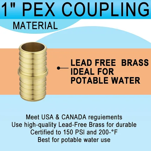Miniatura 4 de Acoplamiento de engarce de púas PEX de 1 pulgada para tubería PEX-A/B/C (paquete de 15)