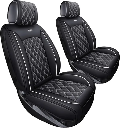 Miniatura 11 de Fundas de cuero para asiento delantero de automóvil, para Silverado Sierra Juego completo/Negro