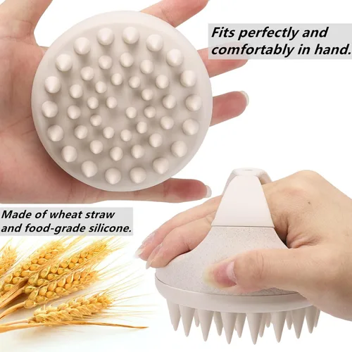 Miniatura 3 de Cepillo de champú con masajeador de cuero cabelludo Cepillo de limpieza del cabello Cerdas de silicona para exfoliar el cuero cabelludo para Beige
