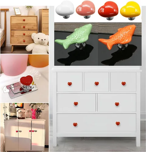 Miniatura 6 de Love Heart - Botón de inodoro con forma de corazón, botón de repuesto para inodoro, sin necesidad de perforar agujeros, pomos de cajón, decoración