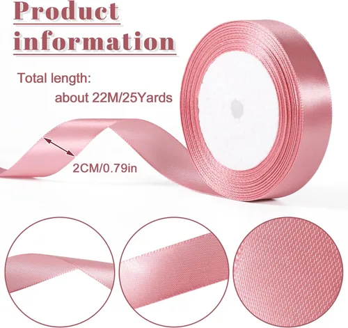 Miniatura 2 de Cinta rosa de satén de 1 pulgada para regalos de graduados, ramo de flores Leis, lazos rosados, decoración de bodas, fiestas de bebé, despedida