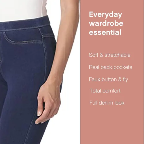 Miniatura 4 de No Nonsense - Leggings tipo jeans de mezclilla clásicos para mujer