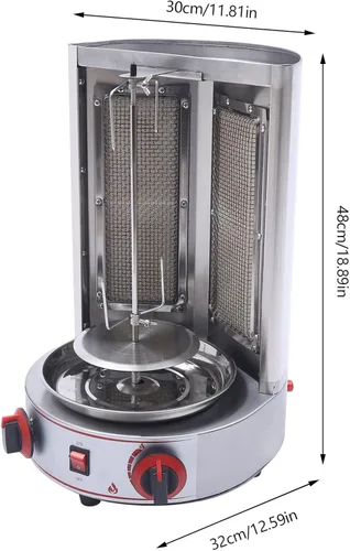 Miniatura 3 de Shawarma Machine 1600W 110V Máquina eléctrica de asador vertical Doner de gas Kebab Máquina de asador vertical con 2 quemadores (Stock de EE. UU.)