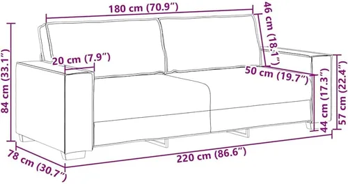 Miniatura 3 de vidaXL Sofá de 3 plazas Sofá rectangular de terciopelo negro de 3 plazas