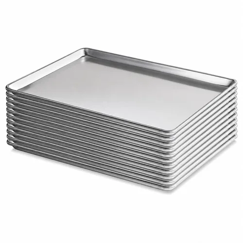New Star Foodservice Bandeja de Aluminio Calibre 18 Grado Comercial/Bandeja para Panecillos (18 L x 26 A x 1 Al (Tamaño Completo) Paquete de 12