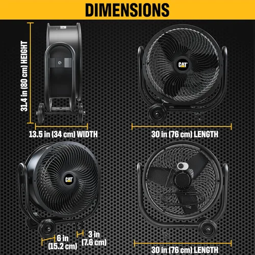 Miniatura 4 de CAT Ventiladores - Ventilador de tambor industrial de alta velocidad de 24 pulgadas de grado industrial (amarillo, 3 en 1): 6,500 CFM, 3