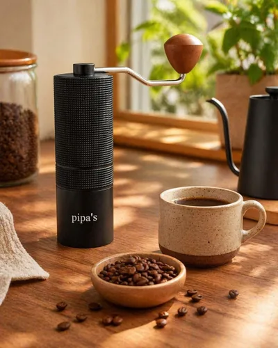 Miniatura 7 de Pipa's Molinillo de café manual — Molinillo de rebabas cónicas de acero inoxidable, ajuste continuo, molinillo de mano portátil de 1.23 oz