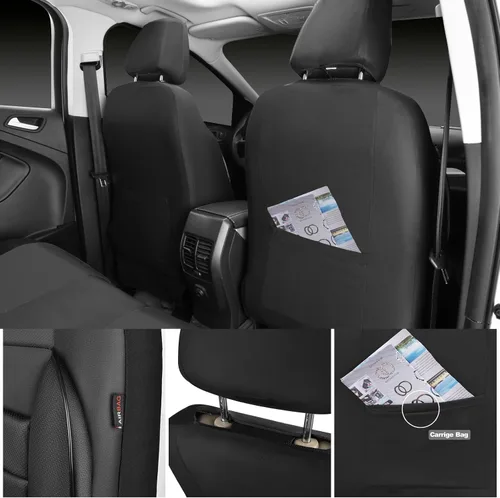 Miniatura 6 de CAR PASS Fundas de Asiento de Cuero Juego Completo Universal Resistente al Agua Soporte Trasero de Espuma 3D, Comodidad de Lujo Automotriz 5 Fundas