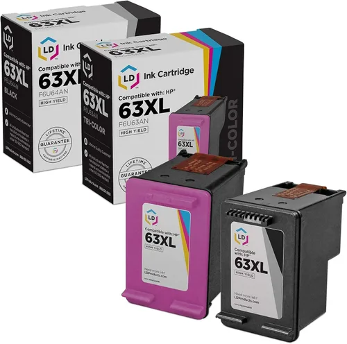LD© repuestos remanufacturados para HP 63XL juego de 2 cartuchos de tinta: 1 F6U64AN HY negro y F6U63AN HY color.