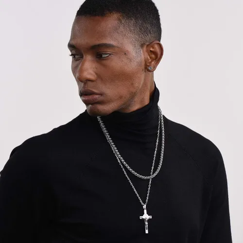 Miniatura 5 de PROSTEEL Collar de cruz de acero inoxidable Crucifijo Jesús pieza colgante grande religioso cristiano joyería hombres mujeres joyería regalo