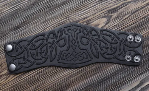 Miniatura 3 de Brazaletes de Cuero 100% Auténtico Hechos a Mano - Guante de Muñeca - Pulseras de Cuero Reales - Brazaletes de Armadura de Cosplay Vikingo