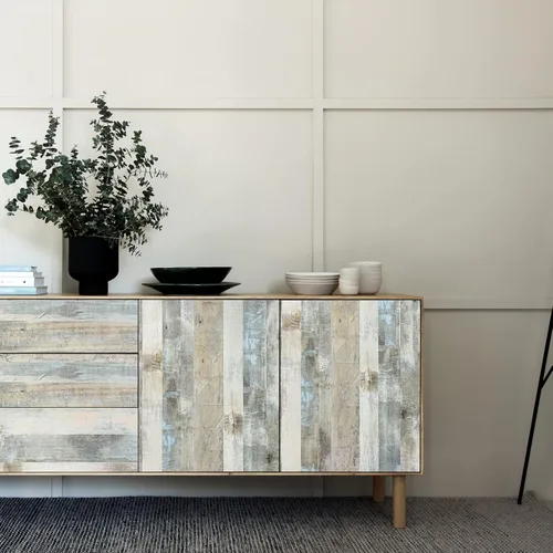 Miniatura 5 de Sevalo Papel de contacto de madera Shiplap para despegar y pegar, 15.7 pulgadas de ancho, 78.7 pulgadas de largo, papel de contacto de grano