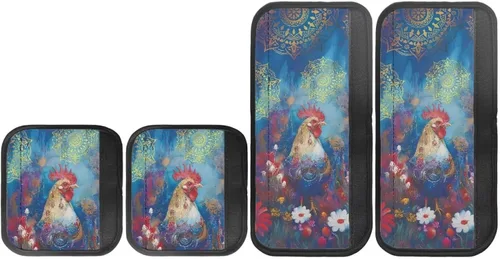 Miniatura 18 de Juego de 4 fundas para manijas de microondas con diseño de rayas de vaca tribal, azteca, decoración de cocina, antideslizantes, a prueba