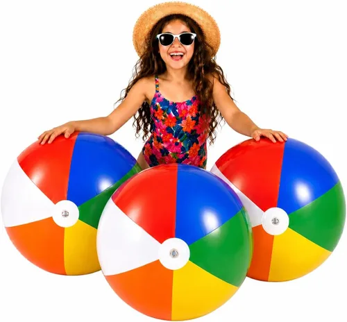 4E's Novelty Pelotas de playa [3 unidades] Pelotas de playa inflables de 20 pulgadas para niños, juegos de piscina, juguetes para niños y niños