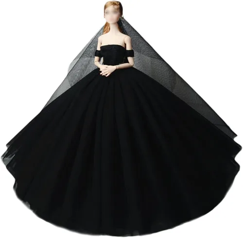Miniatura 2 de Ropa de muñeca nupcial blanca y azul, vestido de novia para niña de 11.5 pulgadas, vestido de princesa de fiesta, accesorios de muñecas de 1/6