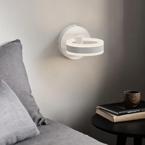 Miniatura 6 de Apliques de pared LED con interruptor de encendido/apagado, accesorios de pared con cable giratorio blanco, puerto de carga USB integrado