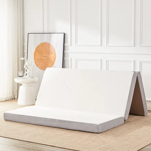 Miniatura 10 de Lazyzizi Colchón plegable, de espuma viscoelástica de 4 pulgadas, triple pliegue con funda de tela de fibra de bambú transpirable, colchón plegable