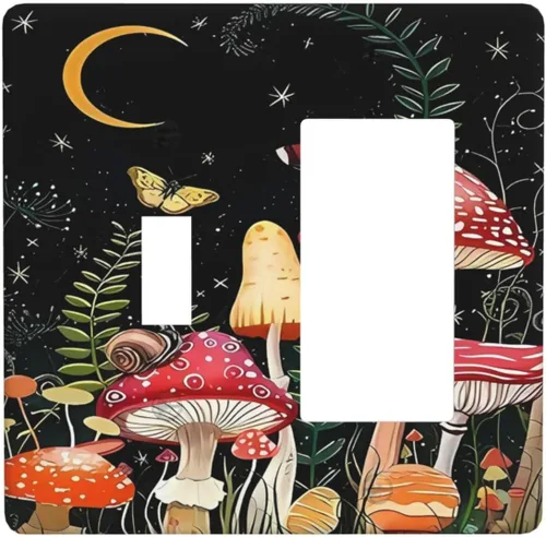 Miniatura 120 de Mid Century Morden Boho - Placa de pared para interruptor de luz dúplex de 1 banda, placa frontal decorativa eléctrica para receptáculo para baño