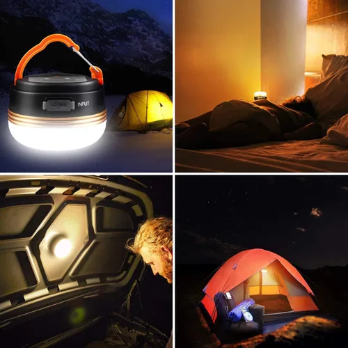 Miniatura 6 de Censinda Linterna LED para campamento, luz portátil recargable, 300 lúmenes, 3 modos de luz, banco de energía de 1800 mAh, base magnética, linterna