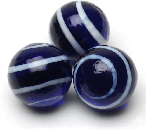 Miniatura 2 de Wood Expressions Juego de 33 canicas de vidrio a rayas azul oscuro, repuesto para juegos de mármol, colección Vintage, 0.866 in, adultos mayores