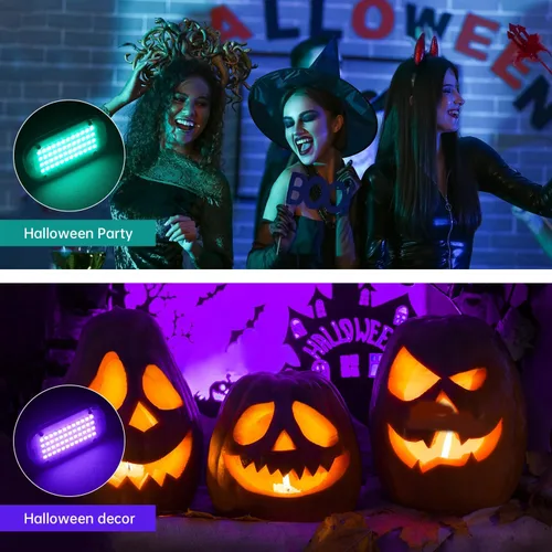Miniatura 6 de Luditek Paquete de 3 luces estroboscópicas LED de 48 LED para Halloween, luces de fiesta de discoteca activadas por sonido multicolor con control