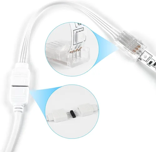Miniatura 2 de RGBZONE 10 unids 4 Pin 0.394 in Conectores LED sin soldadura 4 Pin conductor tira a adaptador de corriente para puente de 0.394 in SMD RGB 5050 LED