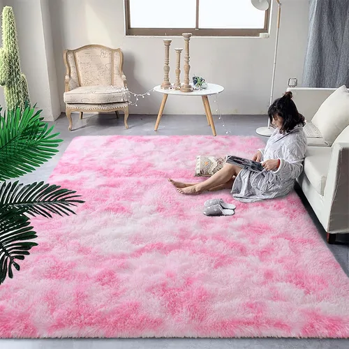 Miniatura 51 de DweIke Alfombras Shag Esponjosas Azules para Dormitorio Sala de Estar, 5x8 Grande Suave Felpa Tie-Dye Azul Cielo para Niñas y Niños, Alfombra Azul