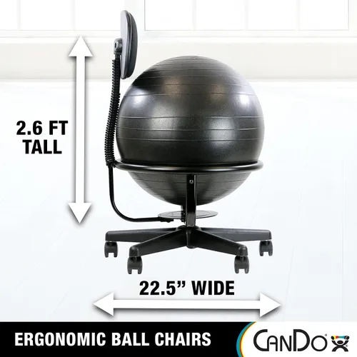 Miniatura 2 de CanDo Silla de bola de metal – Silla de bola de ejercicio ergonómica inflable con bomba de aire para el hogar, la oficina y el aula Rojo