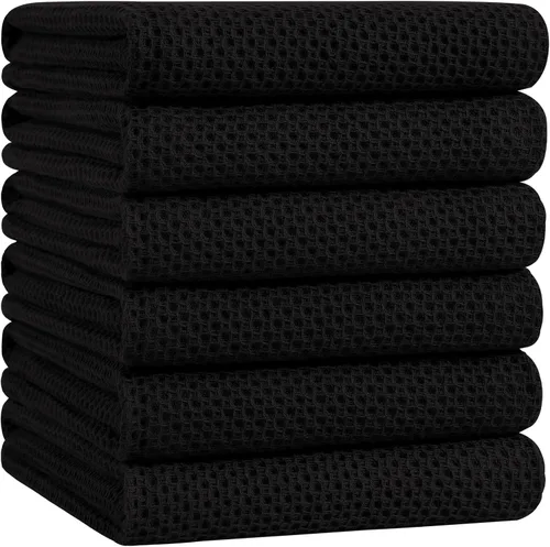Miniatura 173 de Homaxy Paños de cocina de 100% algodón con tejido de gofre, ultra suaves, absorbentes, de secado rápido, 12 x 12 pulgadas, paquete de 6, amarillo