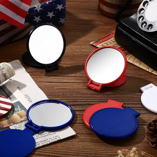 Miniatura 4 de Weysat 48 piezas de espejo compacto para el 4 de julio, regalos para el Día de los Caídos, rojo, blanco, azul, negro, mini espejo de bolsillo