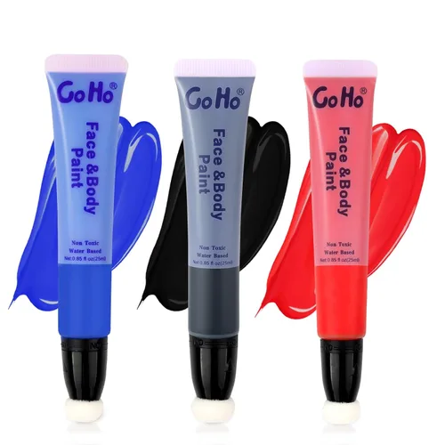 Miniatura 16 de Go Ho Barra de pintura facial verde claro, accesorios verdes, pintura corporal crema a base de agua, lavable, altamente pigmentada, suave y segura