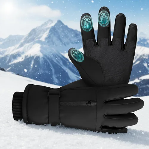KASBAH Guantes térmicos impermeables de invierno para hombres y mujeres, guantes de esquí con aislamiento cálido con diseño antideslizante para