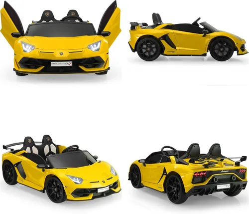 Miniatura 2 de Vehículo de paseo de 2 plazas de 24 V eléctrico Lamborghini para niños de alta velocidad 13 km/h con asientos de cuero PU con cinturón de seguridad