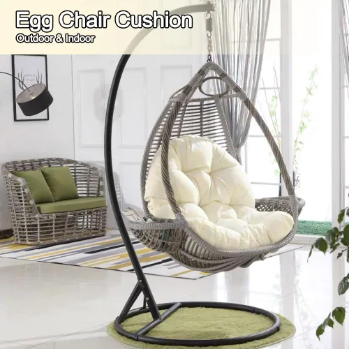 Miniatura 2 de Cojín de repuesto para silla de huevo para colgar silla de huevo, cojín grueso y cómodo para silla colgante, color beige (solo cojín), cojín