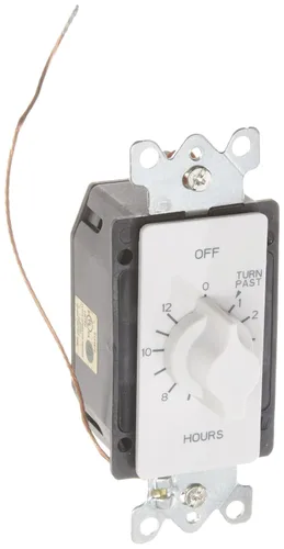 TORK A512HW - Temporizador giratorio en pared con resorte con 12 horas de duración y placa frontal blanca, para apagado automático de ventiladores o